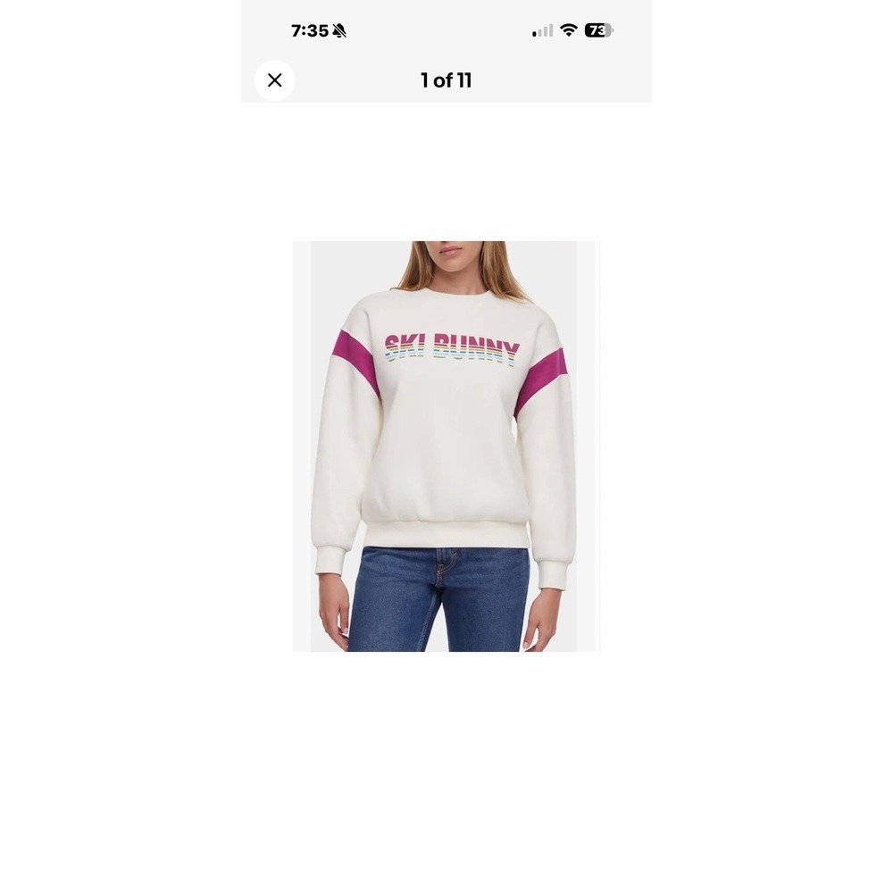 Wildfox Ski Bunny Cream Sweatshirt with Pink Accents